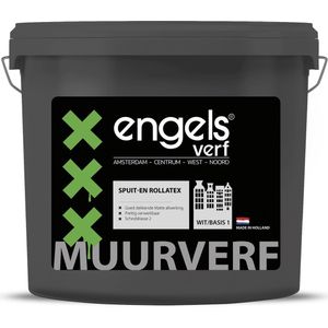 Engels Verf - Muurverf Latex Mat - Waterbasis - Ral 9010 - Spuit en rollatex - 2,5 Liter