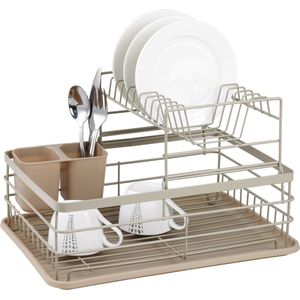 Kinghoff 1839 - Vaat droogrek - afdruiprek - Staal / kunststof / hout - Beige