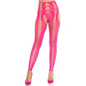 Leg Avenue - Seamless Opaque Footless Kousen en jarretelgordel set - Felroze