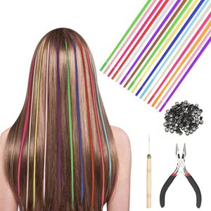 Kleurige Haarverlengingset voor Kinderen - 50 Stuks Kunsthaarextensies met Accessoires