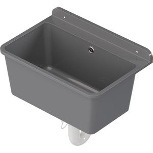 QLS Gootsteen Grijs 61x41x23 cm van Kunststof - Inclusief Sifonset - voor Garage en Wasruimte 10875