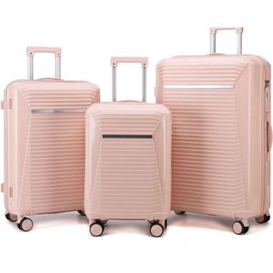 Senella Luxe kofferset - 3-delige kofferset - Reiskoffer met wielen - ABS kofferset - Hardcase kofferset - TSA slot - Luxe design - Beige