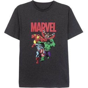 Heren-T-Shirt met Korte Mouwen Marvel Grijs Donker grijs Volwassenen - XL