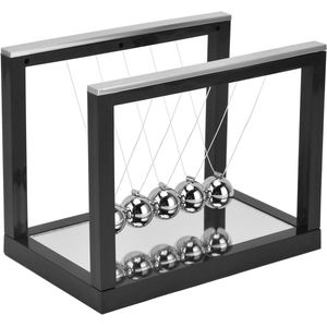 Newton's Cradle balansballen - decompressiespeelgoed met basis - zwart staal - kantoor en thuis gebruik - 75 x 13 x 101 cm .