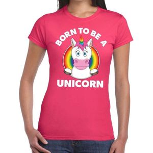 Born to be a unicorn gay pride t-shirt - roze regenboog shirt voor dames - gay pride M