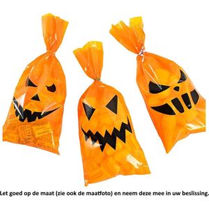 25x Uitdeelzakjes Pompoen 12.5 x 27.5 cm - Halloween - Pumpkin - Scary - Fright - Eng - Griezelen - Cellofaan Plastic Traktatie Kado Zakjes - Snoepzakjes - Koekzakjes - Koekje - Cookie Bags
