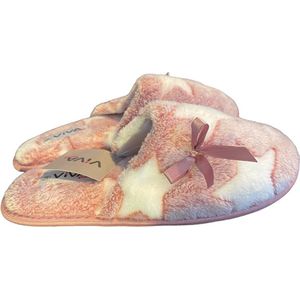 Dames pantoffel - zachte voering - maat 37 | kleur roze - sterren - kerst - cadeau