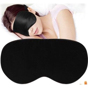 Zijden Slaapmasker - Glad - Slaapmasker - Met Verstelbare Riem - Zwart