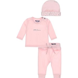 Dirkje - Bio Basic - SET(3delig) - Roze broek - shirt - mutsje - Maat 56
