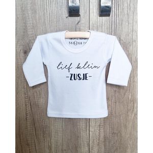 Miniwonder shirt - lief klein zusje - wit met zwarte opdruk - lange mouw - maat 74