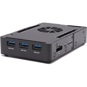 Zwarte Aluminium Behuizing voor LattePanda 3 Delta met Ondersteuning voor 8 SMA-antennes