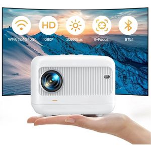 Mini Beamer - Projector - Android - Digitale projector - 5G WiFi - Bluetooth Compatibel met HDMI - Voeding - USB - 20000 Lumen - 300 ± 50% ANSI - 55W - Wit