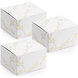 PartyDeco cadeaudoosje Nature - Bruiloft bedankje - 50x - wit/goud - papier - 6 x 4 cm