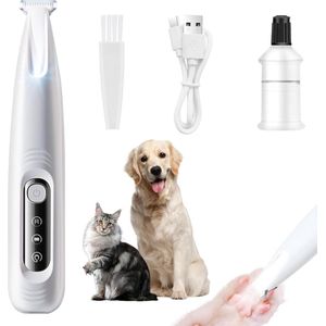 Huisdierscheerapparaat - Hondenklauwtrimmer - Voor poten, ogen, oren, gezicht en lichaam (wit) - Met LED-lampje - ANMI