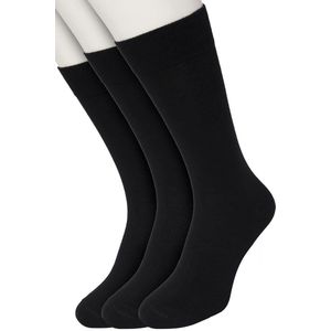 Bonnie Doon Basic Sokken Heren Zwart maat 47/52 - 3 paar - Basis Katoenen Sok - Gladde Naden - Brede Boord - Uitstekend Draagcomfort - Perfecte Pasvorm - 3-pack - Multipack - Effen - Black - OL6324013.101