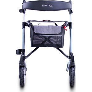 Excel Esprit S4 Lichtgewicht Rollator - Opvouwbaar - Luxe zelfsluitende tas - Rugband - Verstelbare handvatten - Voor binnen en buiten - Cloud Blue Metallic - Maat M