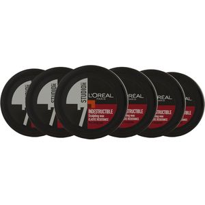 L'Oréal Paris Studio Line Indestructible - Gel Sculpting Wax Extra Sterke Fixatie - 6 x 75ml - Voordeelverpakking