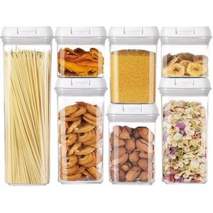 Peysaitr opbergdozen 7 set, opbergdoos keuken luchtdichte container met deksel, schenkcontainers set, opbergdoos voor keukenopslag van pasta, ontbijtgranen, meel, suiker etc. (zwart)
