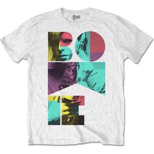 David Bowie - Colour Sax Heren T-shirt - L - Wit