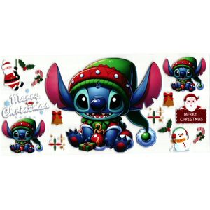 UV DTF cup sticker - stickers - kerst - elfjes - beker - cup - koffie - thee - drinkbeker - sticker - uv sticker - stitch - hobby - bloemen - hartjes - stikker