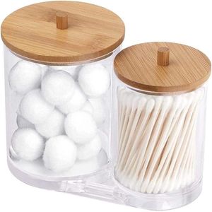 Opbergpotten voor Katoenen Pads - Acryl Wattenstaafjes Organizer - Draagbare Wattenstaafjeshouder - Transparante Katoenen Swab Opslag - Ronde Pads Opslag - Papieren Servet Organizer