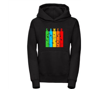 B&C Hoodie Gamer Colours - Zwarte Hoodie met Capuchon - Gaming Hoodie - Maat 122/128