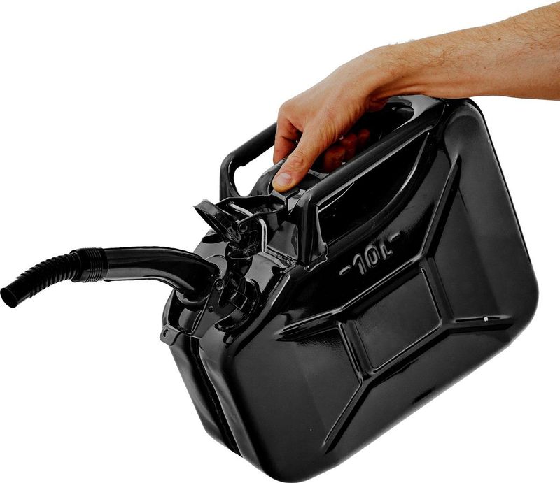 BW - Brandstof Jerrycan - Zwart - 10 Liter - Met Schenktuit - TÜV-getest en UN-goedgekeurd