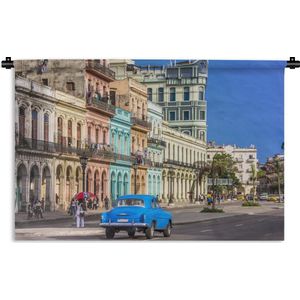 Wandkleed Cuba - Kleurrijke Spaanse architectuur bij Cuba in Noord-Amerika Wandkleed katoen 180x120 cm - Wandtapijt met foto XXL / Groot formaat!