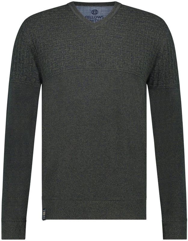 Fellows United Pullover V-neck structure knit Dark Green (32.1103 - 172)