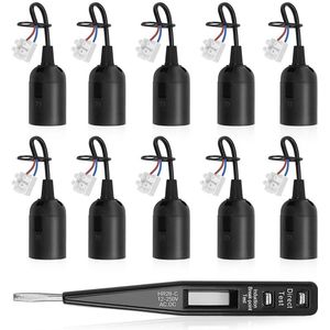 10 stuks E27 renovatiefitting lampfitting met kabel en VDE-spanningstester - max. 60 W