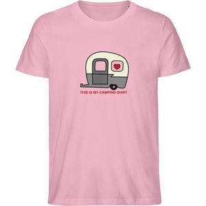 Grappig Heren en Dames T Shirt - Mijn Kampeer Shirt - Roze - 3XL