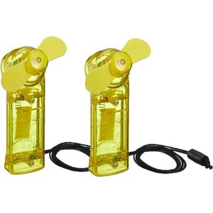 Cepewa Ventilator voor in je hand - 2x - Verkoeling in zomer - 10 cm - Geel - Klein zak formaat model