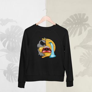 Feel Free - Halloween Sweater - Smiley: Luid huilend gezicht - Maat M - Kleur Zwart