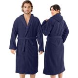HOMELEVEL Badstof Badjas 100% Katoen Dames Heren Donkerblauw Maat M