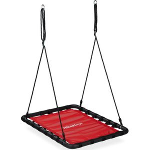 Relaxdays nestschommel - 103 x 77 cm - kinderen - volwassenen - outdoor - met frame - rood