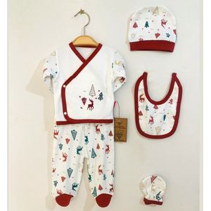 Kerst - Hert - Baby newborn 5-delige kleding set jongens - Newborn kleding set - Newborn set - Babykleding - Babyshower cadeau - Kraamcadeau