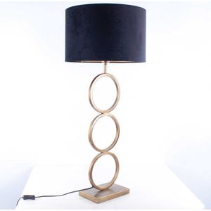 Tafellamp capri 2 ringen | 1 lichts | zwart / bruin / goud | metaal / stof | Ø 40 cm | 94 cm hoog | tafellamp | modern / sfeervol / klassiek design