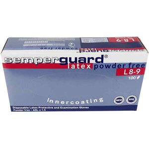 Voordeelverpakking van 8 x Semperguard latex handschoenen - wit - poedervrij - IC - medium - 100 stuks