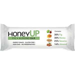 HoneyUp Energie Snack met Amandelen en Vijgen 40gr 4 stuks | Organic Proteine Repen 18,7 koolhydraten