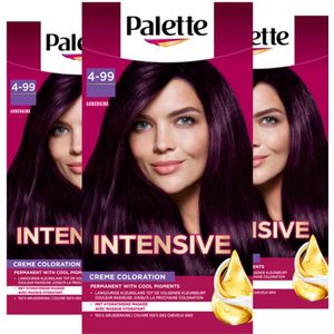 Palette - 4-99 Aubergine - Haarverf - Intensieve Natuurlijke Kleuren met 100% Grijsdekking - Voordeelverpakking 3 stuks