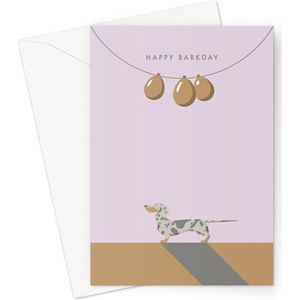 Hound & Herringbone - Getijgerde Teckel Grote Verjaardagskaart - Silver Dapple Dachshund Large Birthday Card (10 pack)