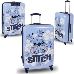 DISNEY Stitch Blauwe koffer, koffer op wieltjes, 76.5x50x28.5cm