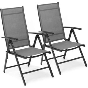 Tuinstoel - set van 2 - grijs - tuinstoelen - tuinstoelen verstelbaar - verstelbare tuinstoel - tuinstoelen stapelbaar