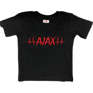 Amsterdam Kinder t-shirt | AJAX hartslag | Verjaardagkado | verjaardag kado | grappig | jarig | Amsterdam | Ajax | cadeau | Cadeau | Zwart/rood | Maat 158/164