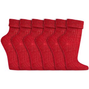 Dames sokken | Alpaca wol | Hypoallergeen | Kleur: Rood | Maat: 35-38 / 39-42 | 6 paar
