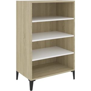 vidaXL Dressoir 57x35x90 cm bewerkt hout wit en sonoma eikenkleurig