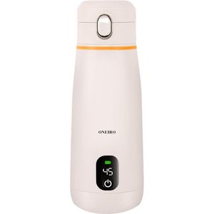 ONEIRO® HeatFlow Flessenwarmer Roze - draagbare en draadloze thermos voor moedermelk en flesvoeding - warmhouden en ontdooien - BPA-vrij - roestvrijstalen binnenkant - USB-C oplaadbaar