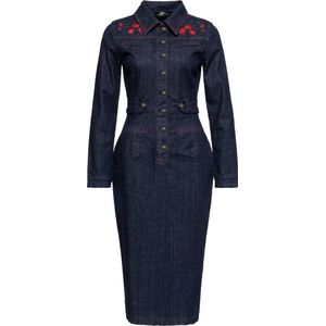Queen Kerosin Western Pencil Kleid QKI26011 Denim-XXL