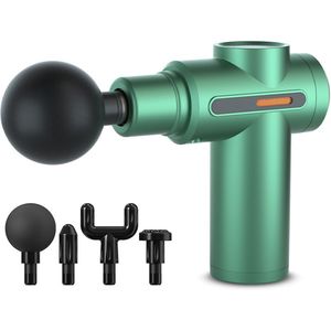 Massageapparaten - Weefselmassageapparaat, draagbare elektrische spier massager, intense impactmassageapparaat voor pijnverlichting met 4 massagekoppen (groen), geschikt voor spierpijnverlichting