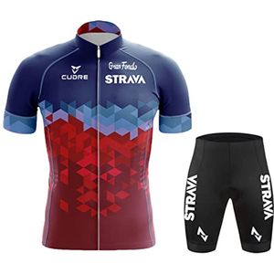Heren Fietspak Zomer, Korte Mouw Fietsshirt en Shorts Set met Gel Pad voor Outdoor Fietsen